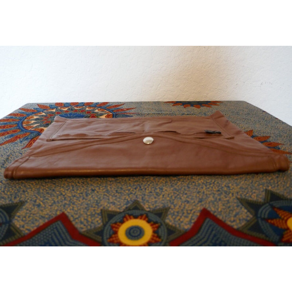 Vintage Brown Leather Envelope Strapless Unisex Clutch Bag 9" x 13" Boho Hippie - Picture 6 of 14